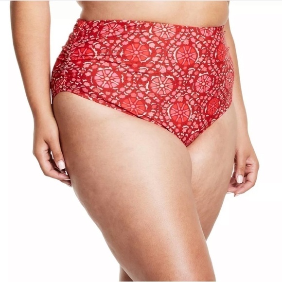 NEW Rhode Zinnia Floral High Rise Medium Coverage Bikini bottom red size 3X - Picture 1 of 13